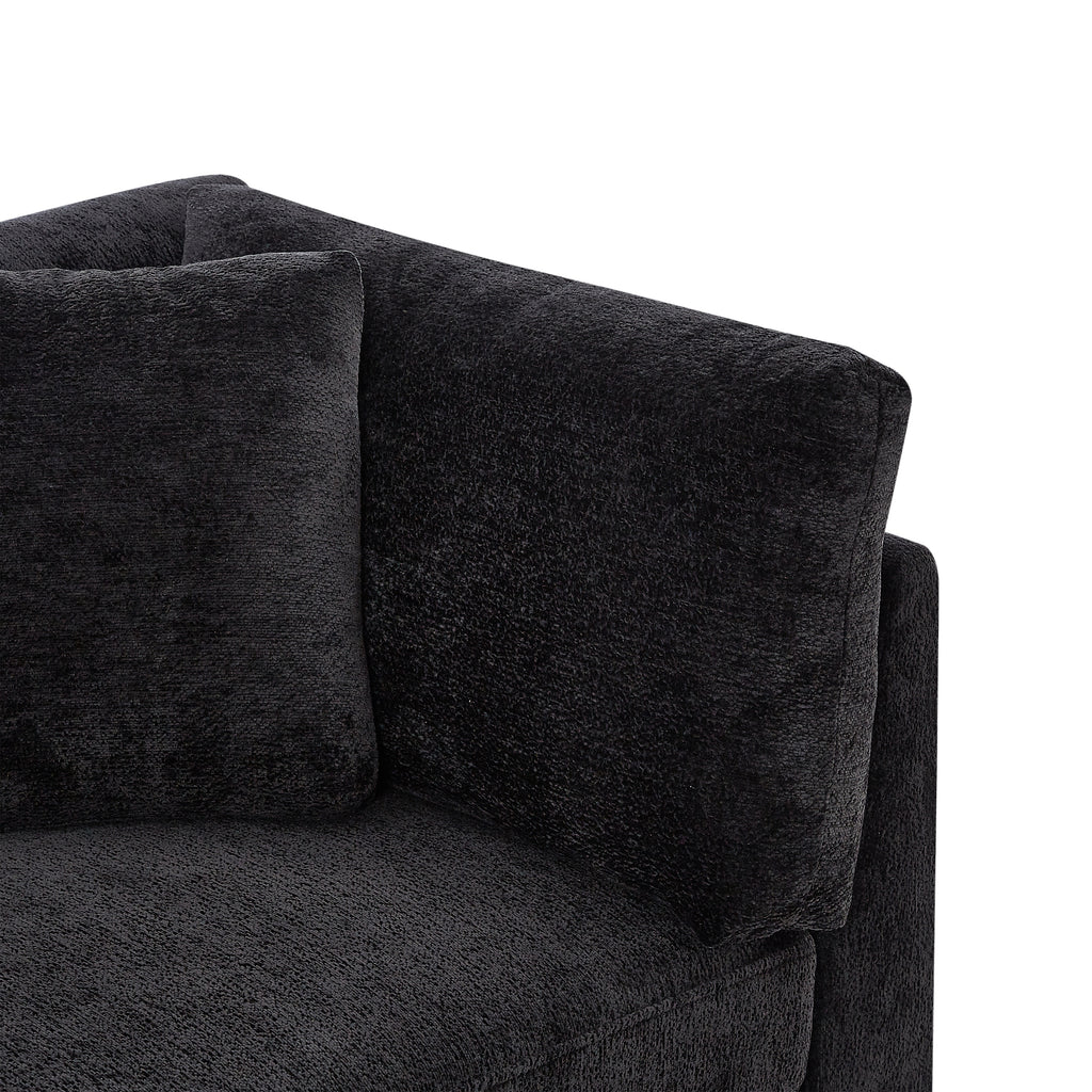 83.50" Modern Flared Arms Sofa (Black)