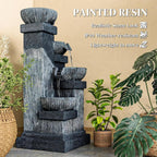 4-Tier Resin Cascading Bowls Outdoor Waterfall Fountain