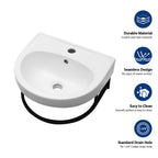 16"x14" Wall-Mounted Ceramic Bathroom Sink
