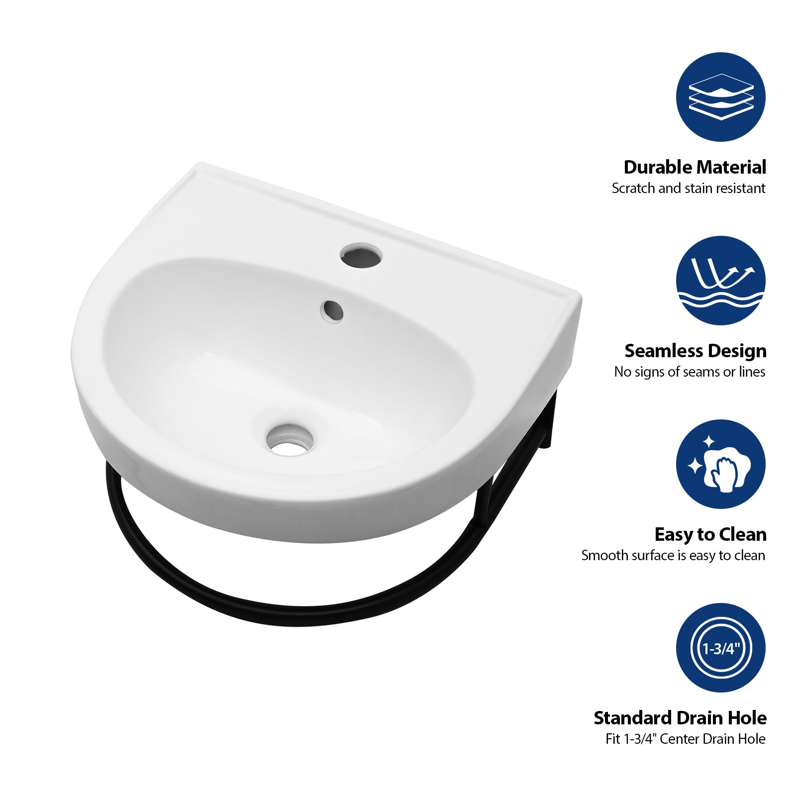 16"x14" Wall-Mounted Ceramic Bathroom Sink