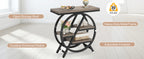 25.59" Industrial Narrow End Table with 3-Tier Storage Shelves