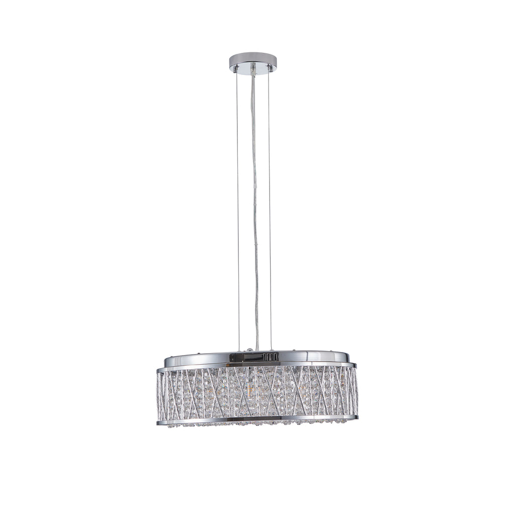 Modern Crystal Chandelier - 19 Inches Round Flush Mount Light