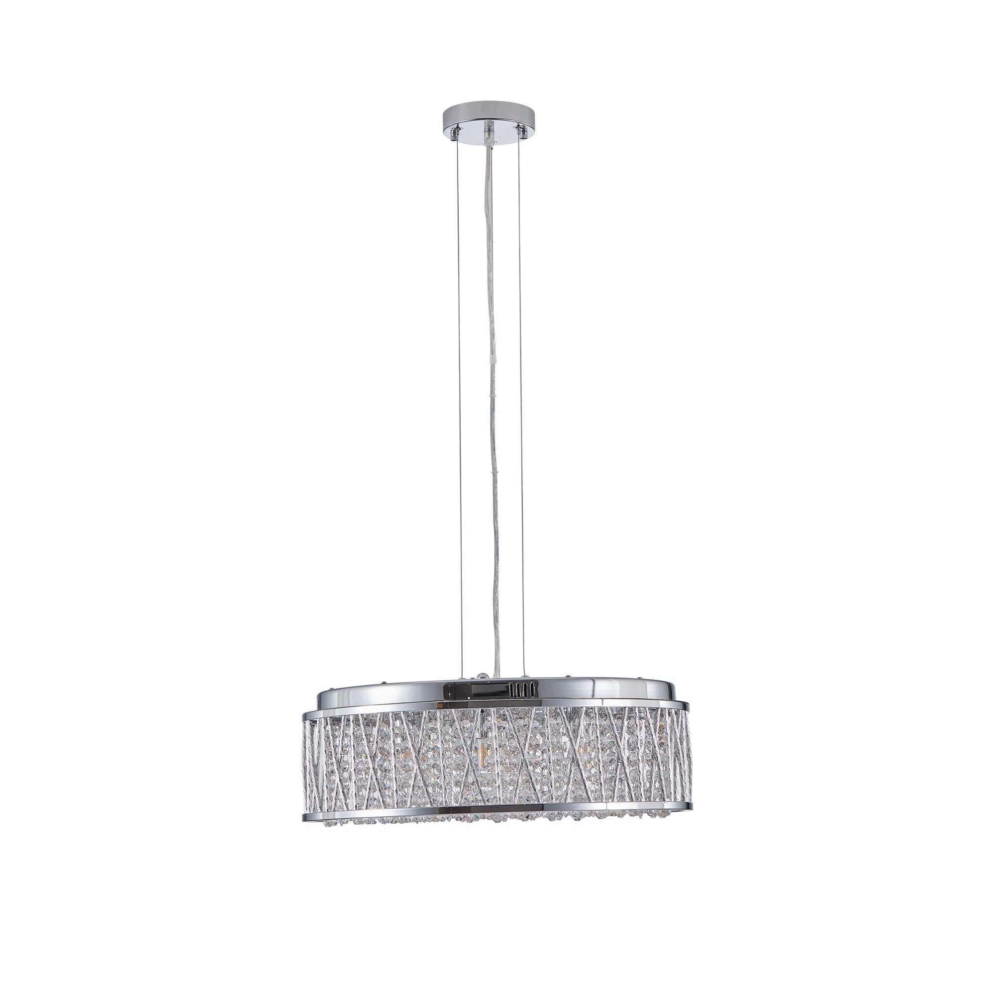 Modern Crystal Chandelier - 19 Inches Round Flush Mount Light