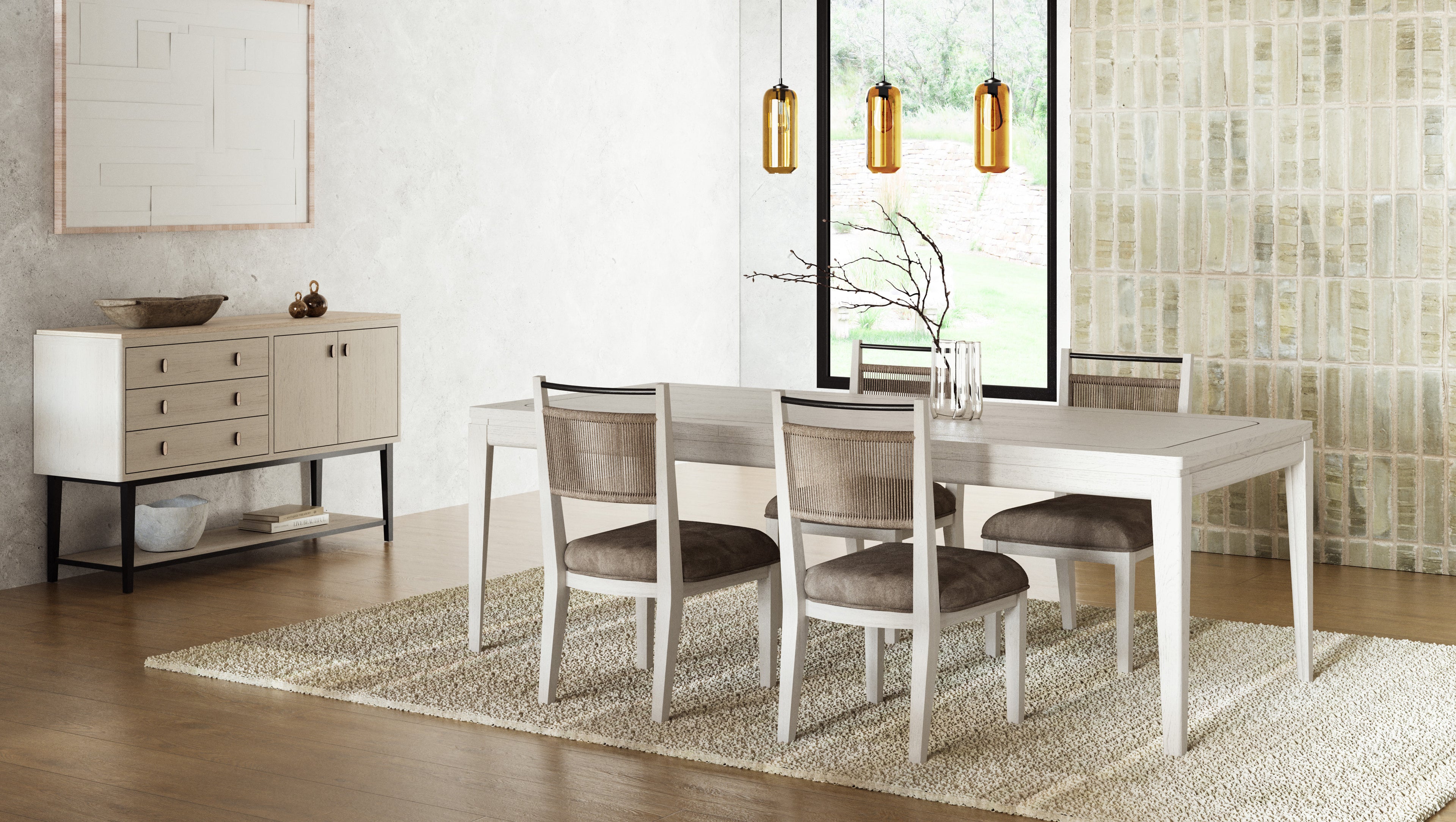 Rope Back Chair - Vanilla / Carmel (Set of 2)