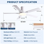 52 Inch Modern Ceiling Fan