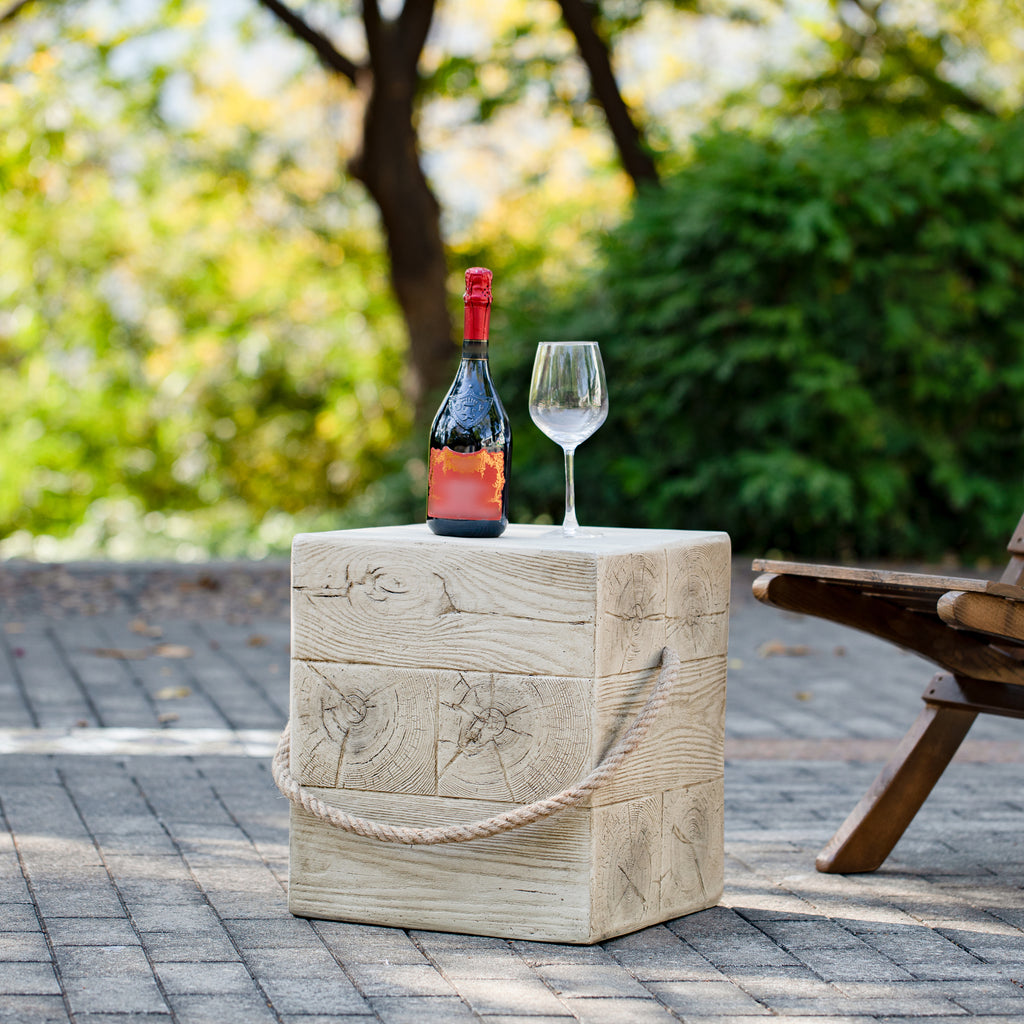 Outdoor Wood Grain Square MGO Side Table