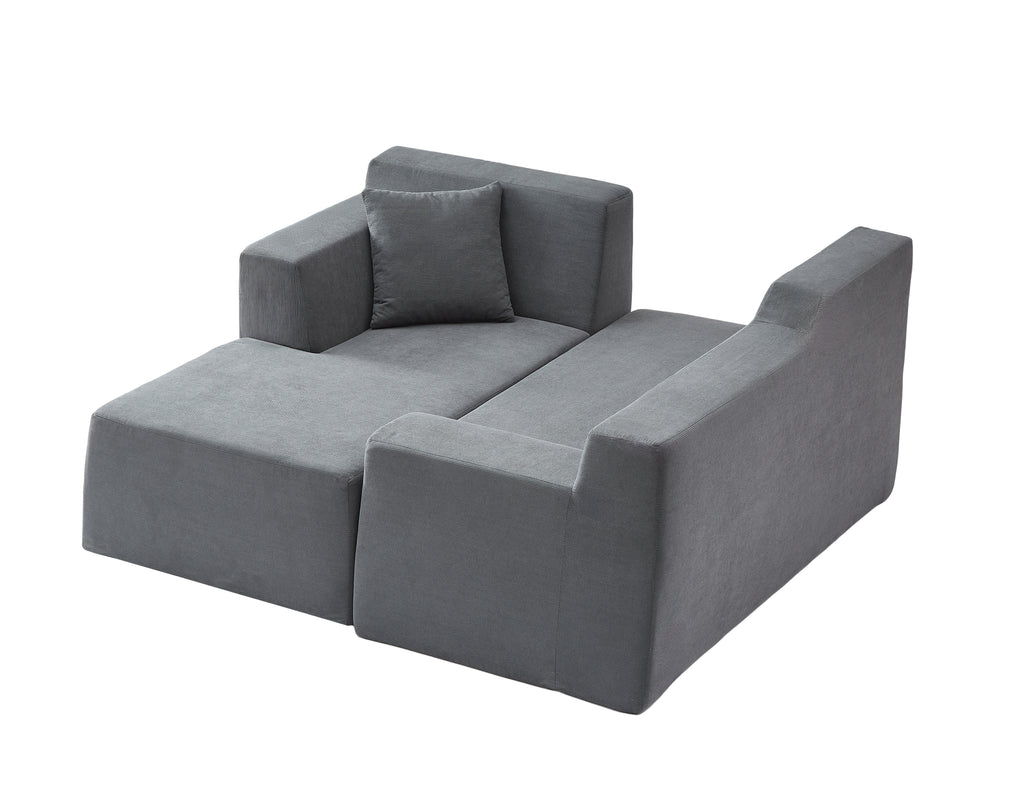 Modern Minimalist L-Shaped Corduroy High Back Sofa