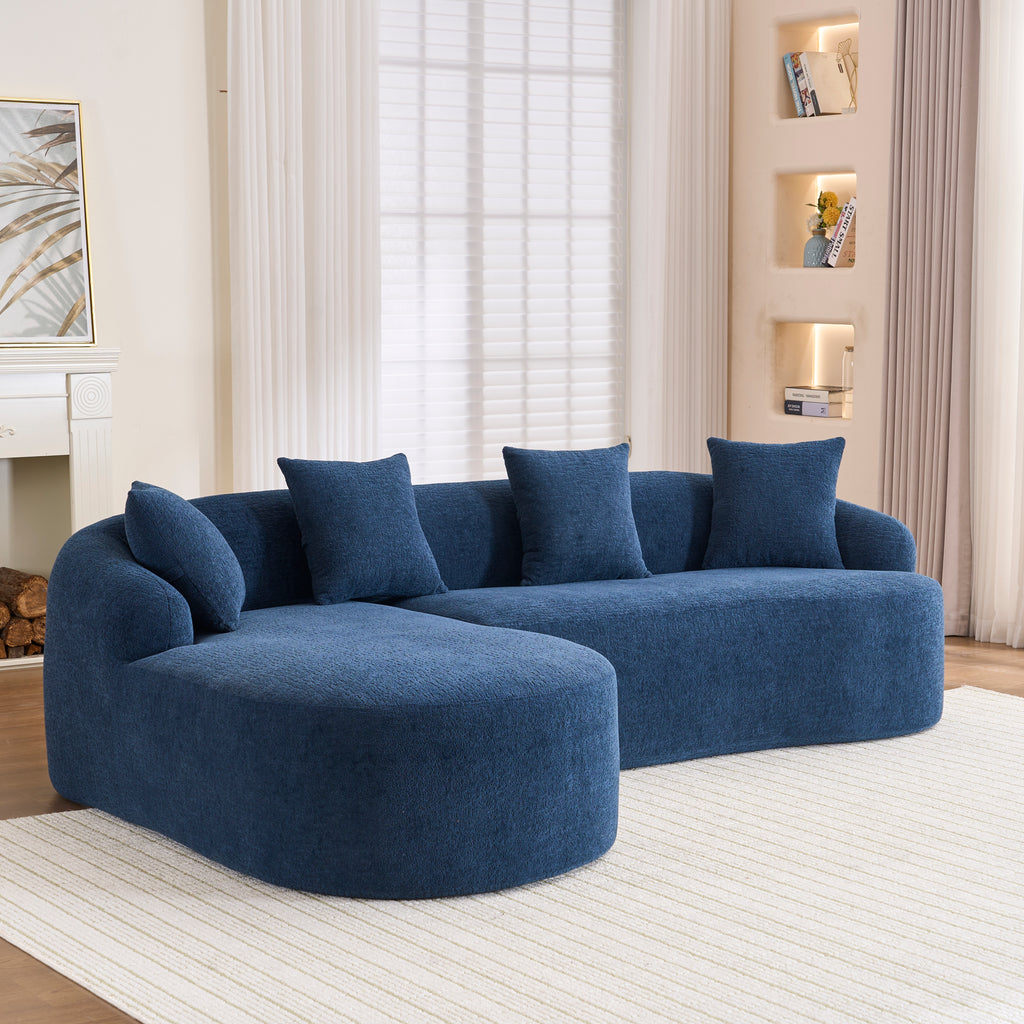 Compression Sponge L-Shape Sectional Sofa with Curved Chaise