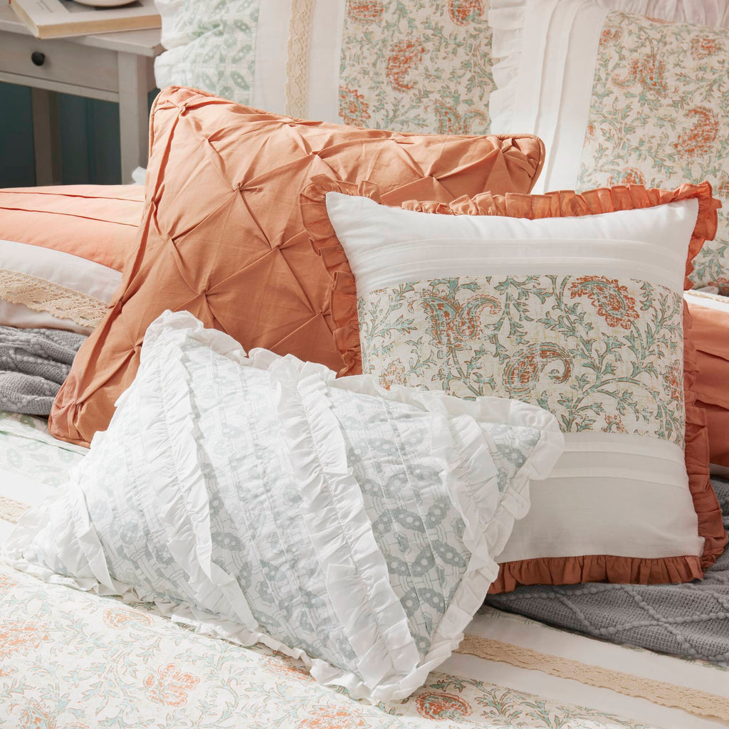9 Piece Cotton Percale Comforter Set Coral King