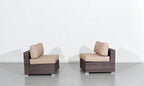 28" Wide Armless Outdoor Chairs with Cushions (Set of 2)