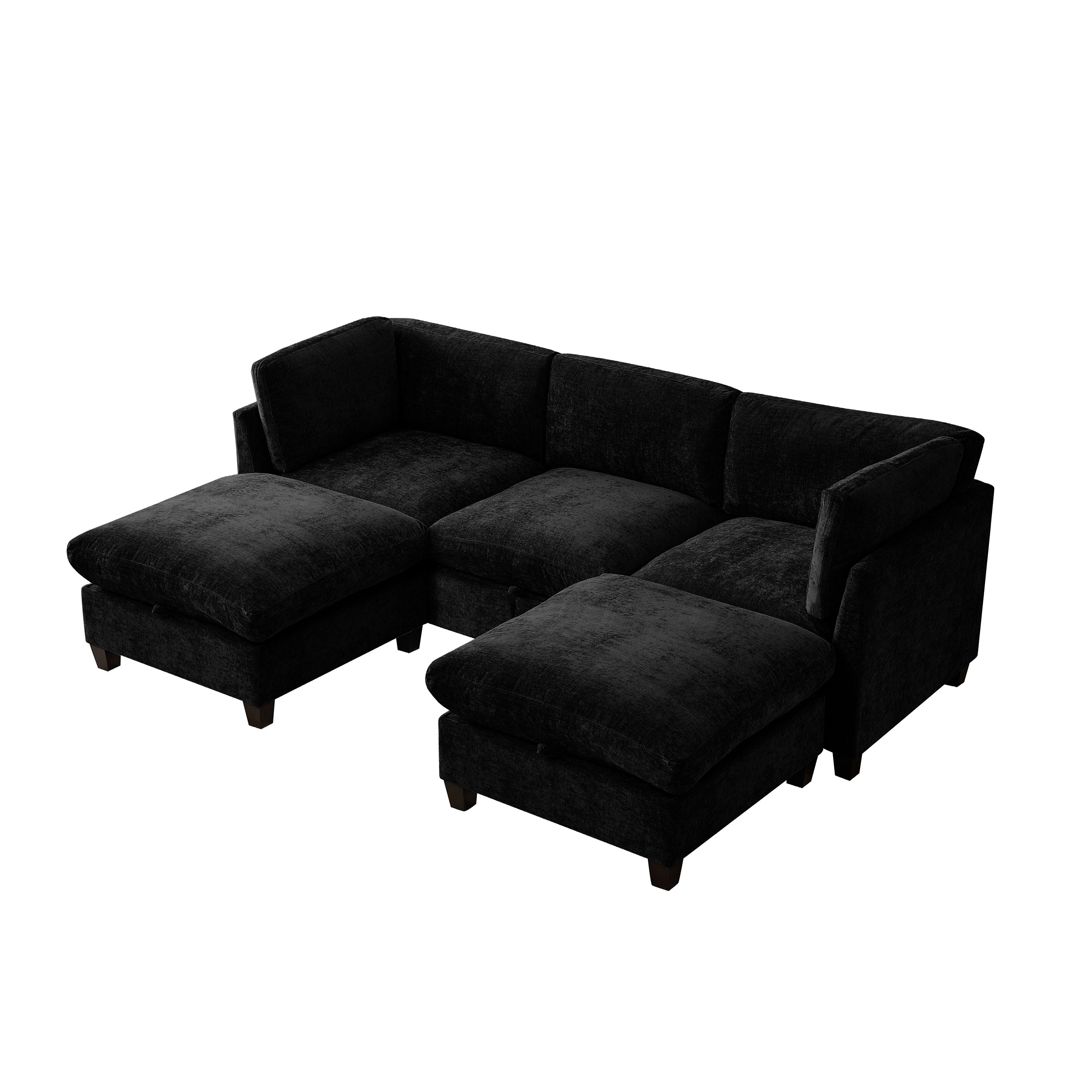 96.5" Sectional Couch for Living Room, Upholstered Soft Chenille Fabric Sofa