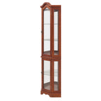 Corner Curio Cabinet with Lights, Adjustable Shelves, and Mirrored Back