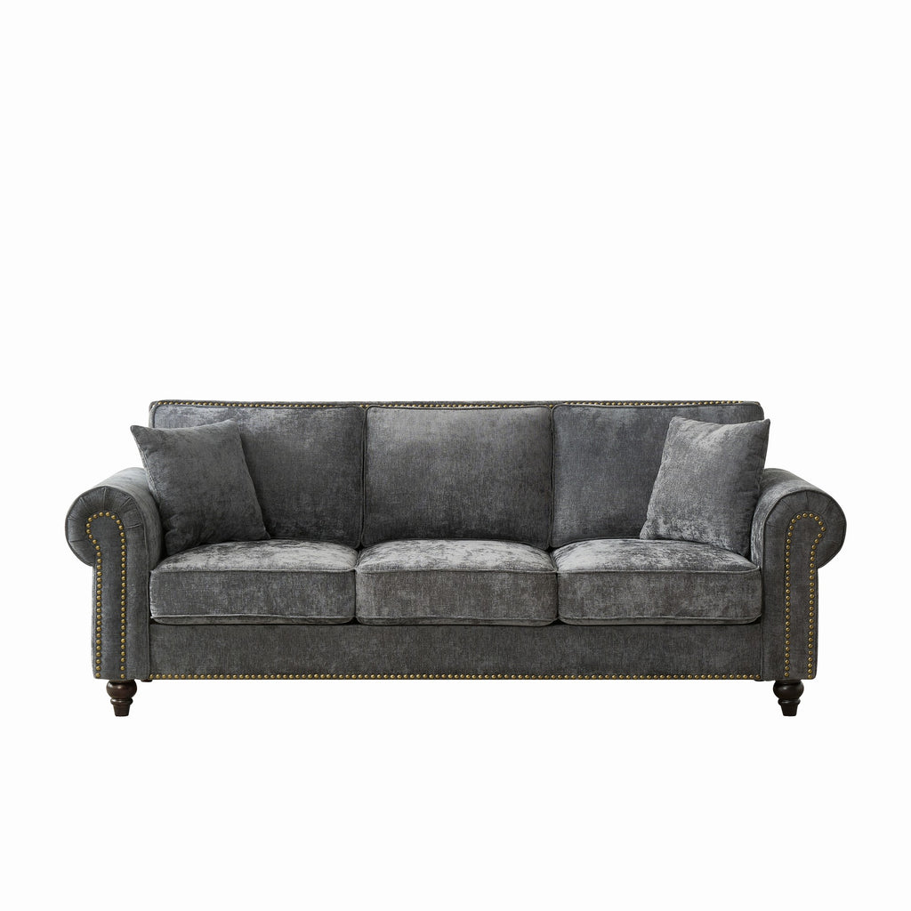 86" Modern 3-Seater Sofa with Rolled Arms