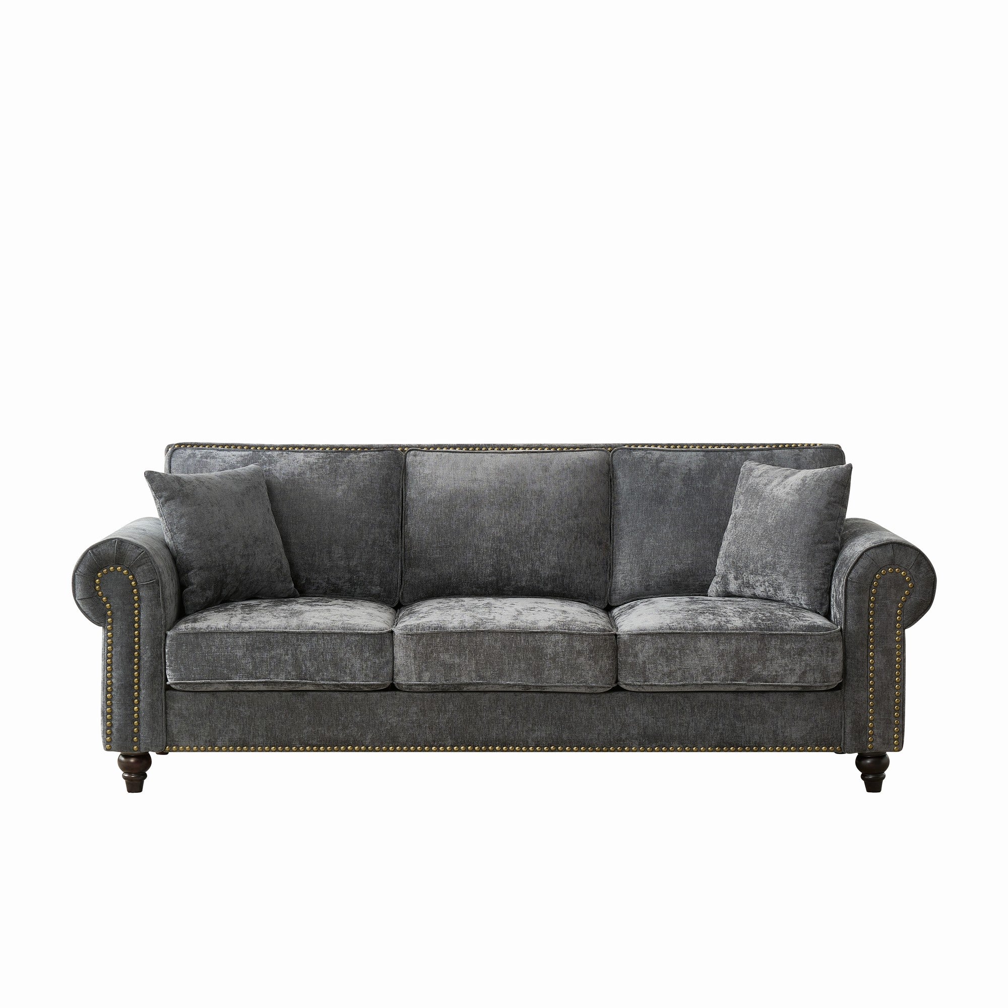 86" Modern 3-Seater Sofa with Rolled Arms