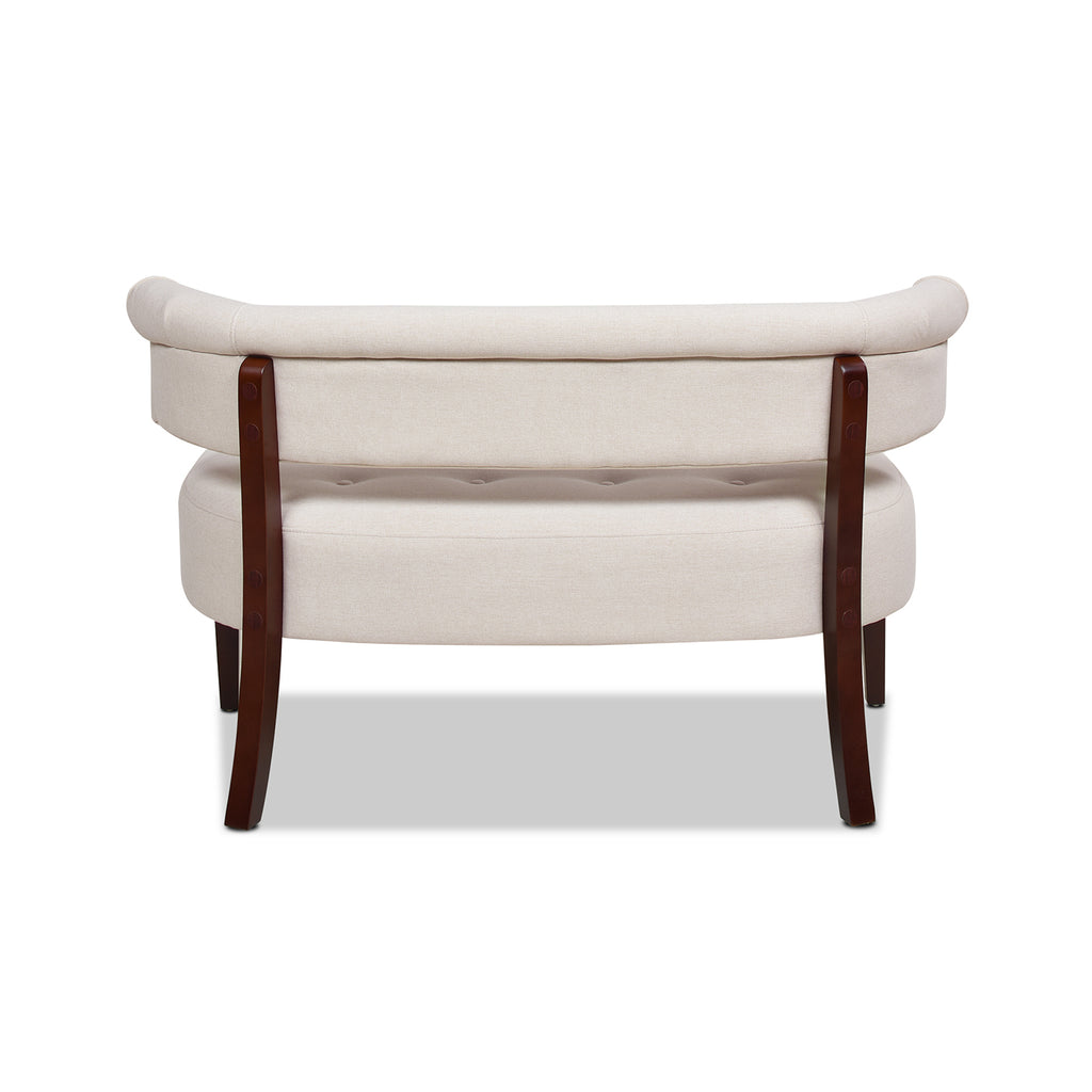 Jared Roll Arm Tufted Bench Settee, Sky Neutral