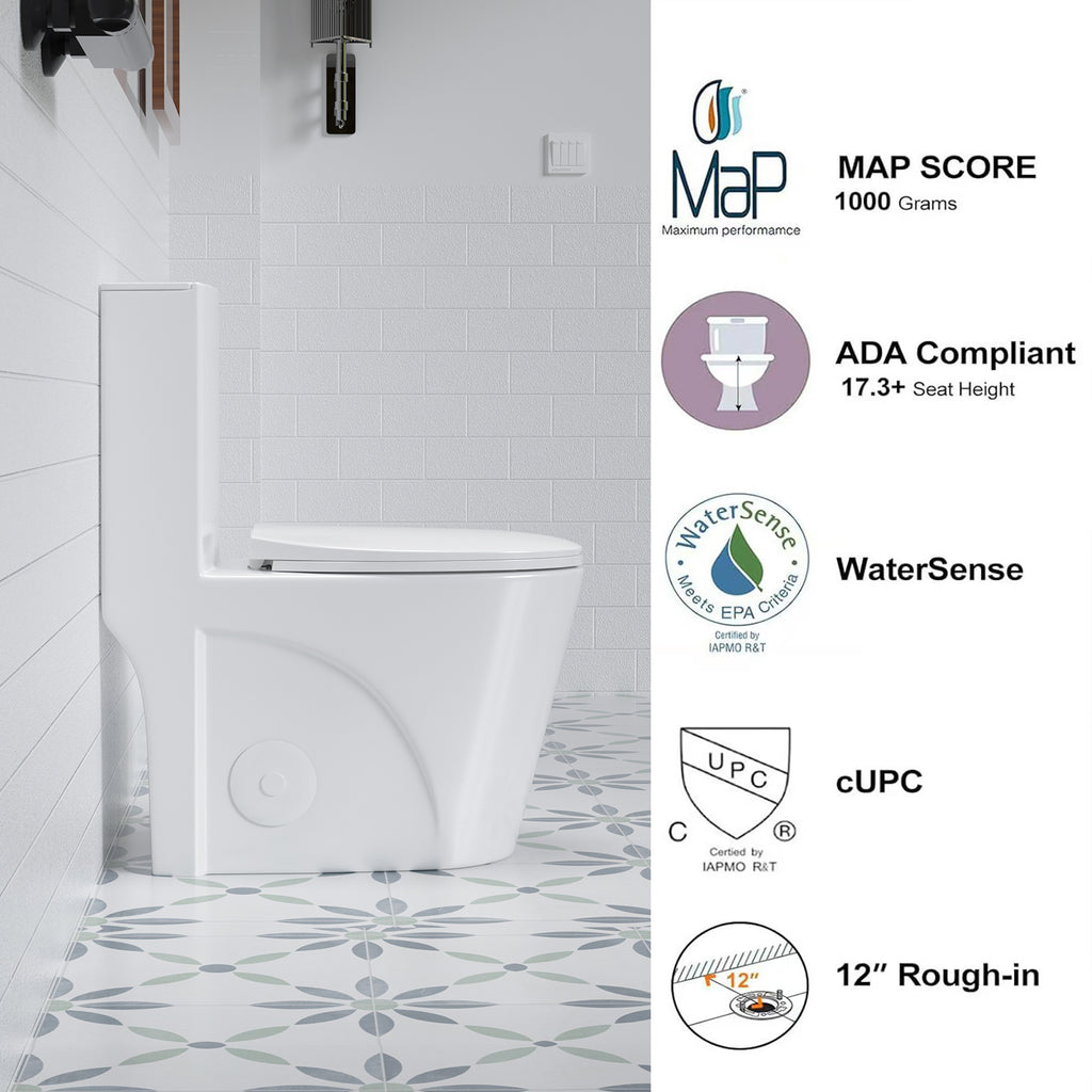 1.1/1.6 GPF Tornado Flush One-Piece Toilet