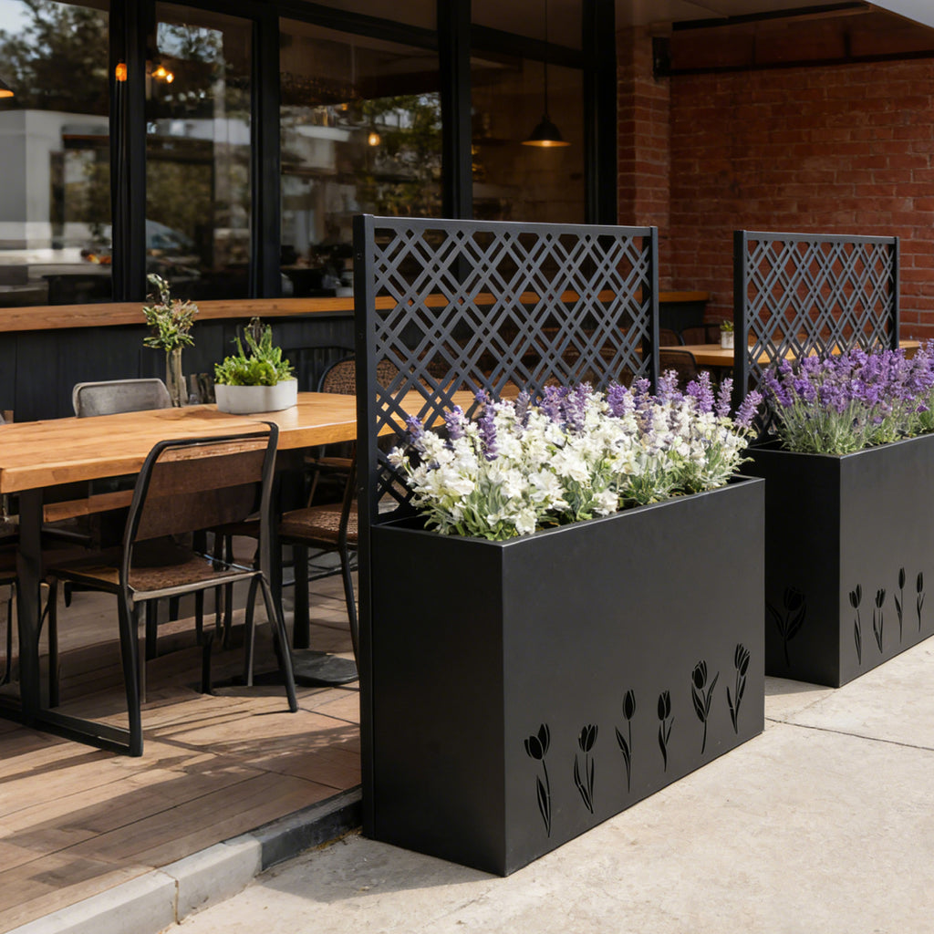 Tall Metal Planter Raised Garden Bed with Trellis