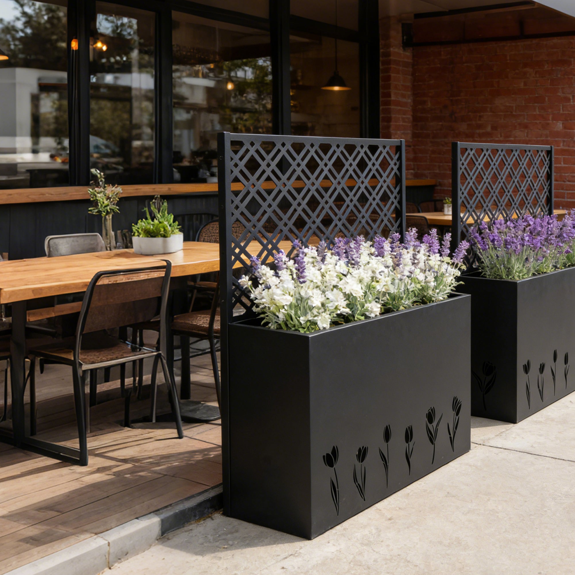 Tall Metal Planter Raised Garden Bed with Trellis