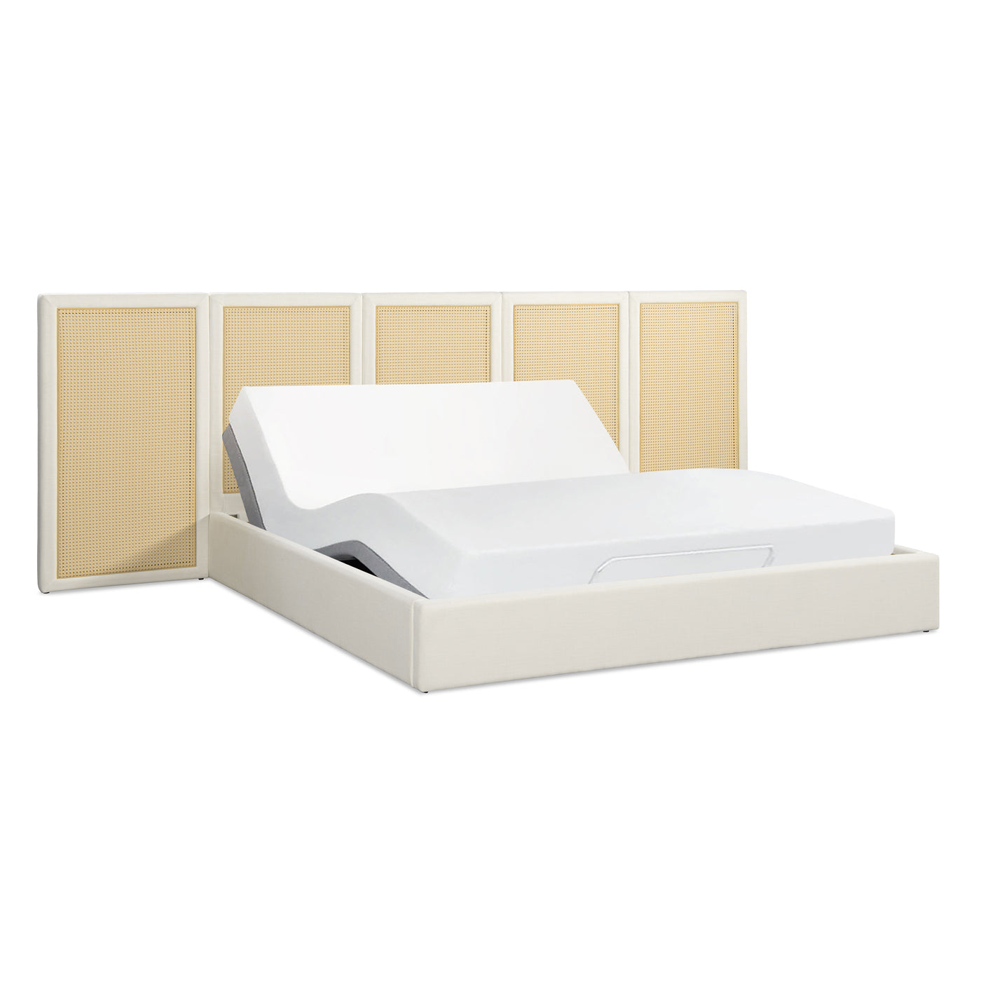Capri Extended Headboard Cane Platform Bed, Antique