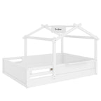 Full Size Floor Bed with Guardrails and Roof for Kids