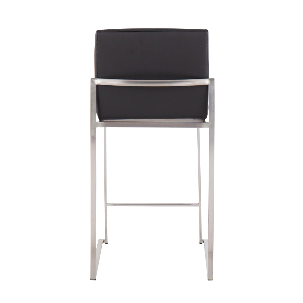 High Back Counter Stool in Stainless Steel