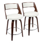 Mid-Century Modern Counter Stool with Swivel in Cherry