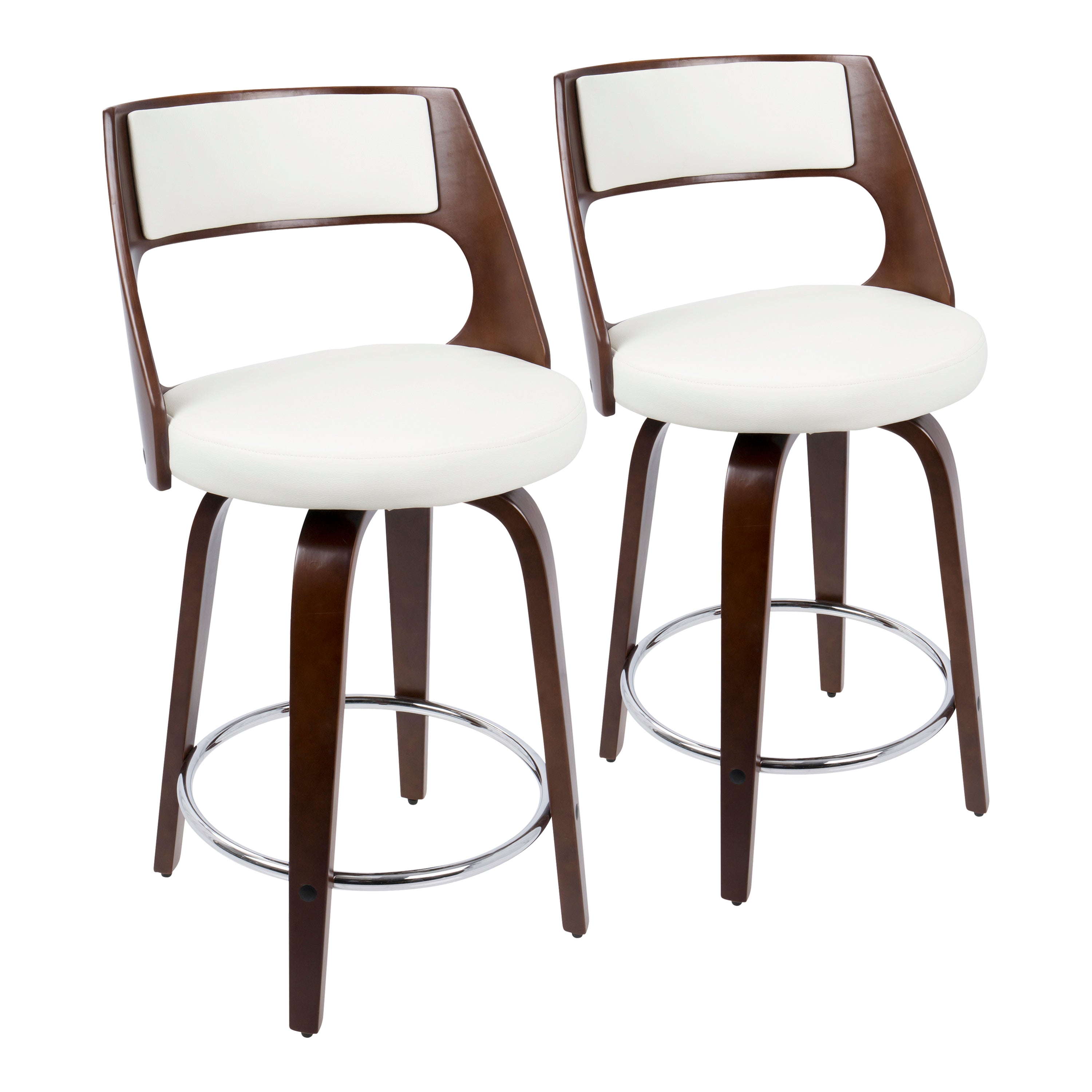 Mid-Century Modern Counter Stool with Swivel in Cherry