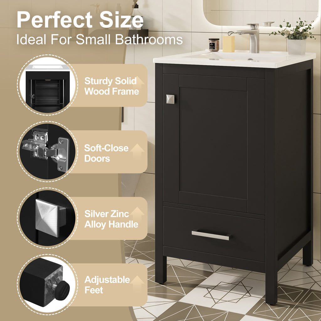 20-Inch Modern Bathroom Vanity with Ceramic Sink