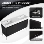 60" Freestanding Bathroom Vanity with Resin Double Sink