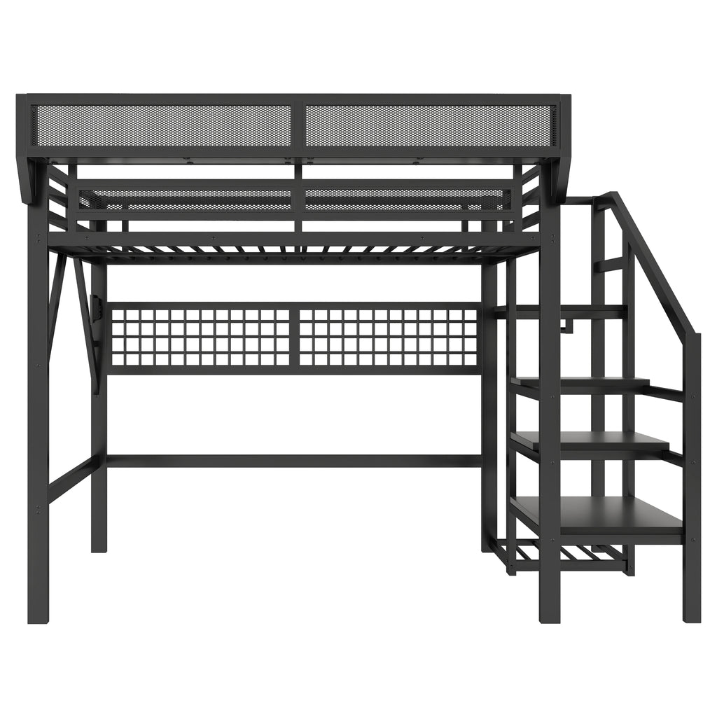 Full Size Loft Bed with Charging Station