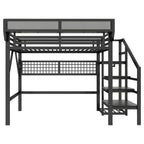 Full Size Loft Bed with Charging Station