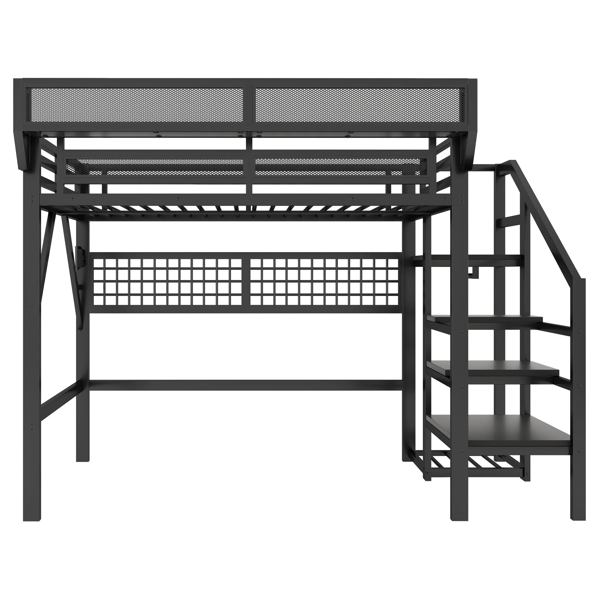 Full Size Loft Bed with Charging Station