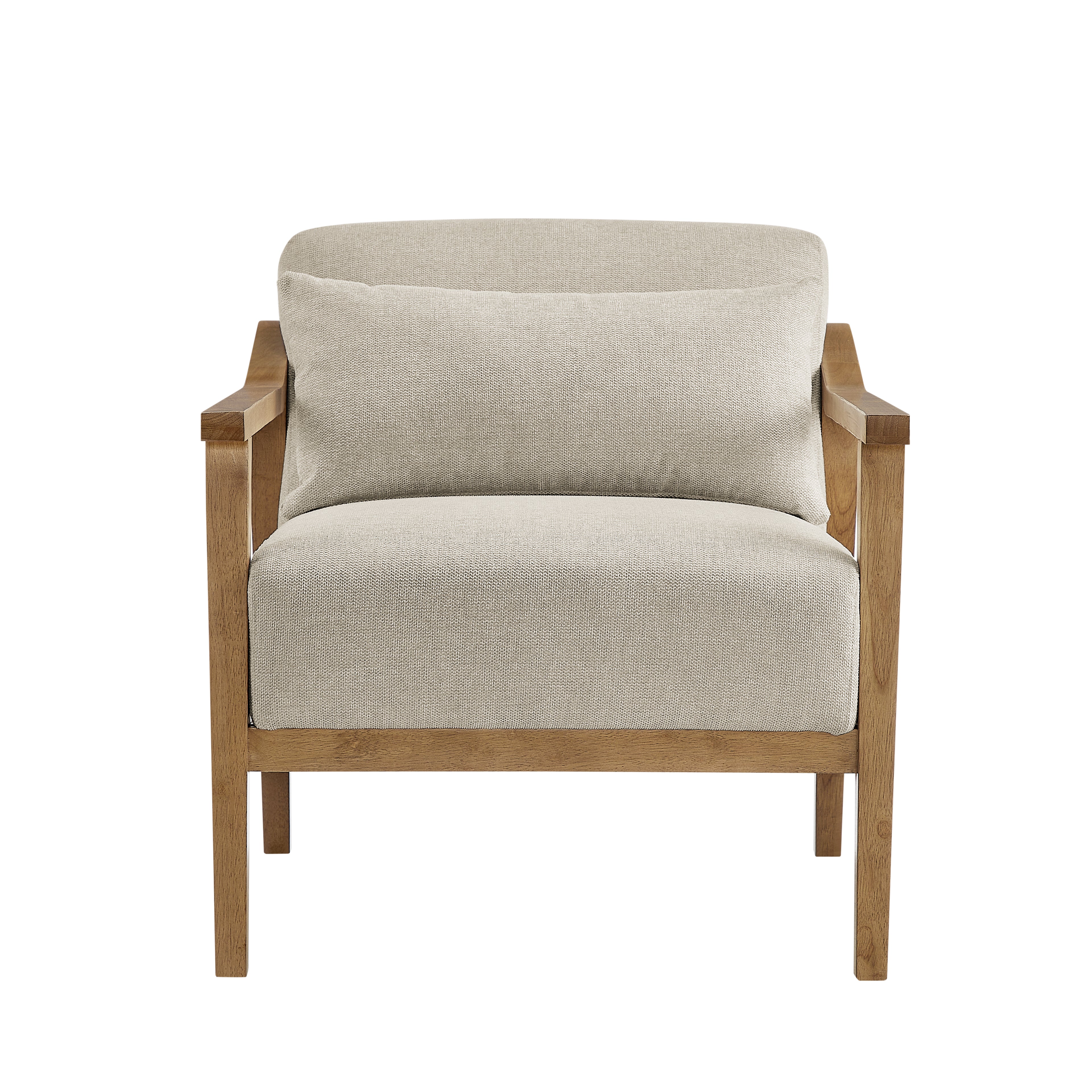 Reagan Wood Arm Accent Chair with Lumbar Pillow