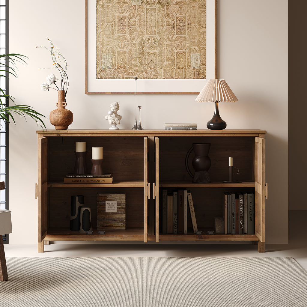 60" Wood Accent Cabinet with 4 Doors