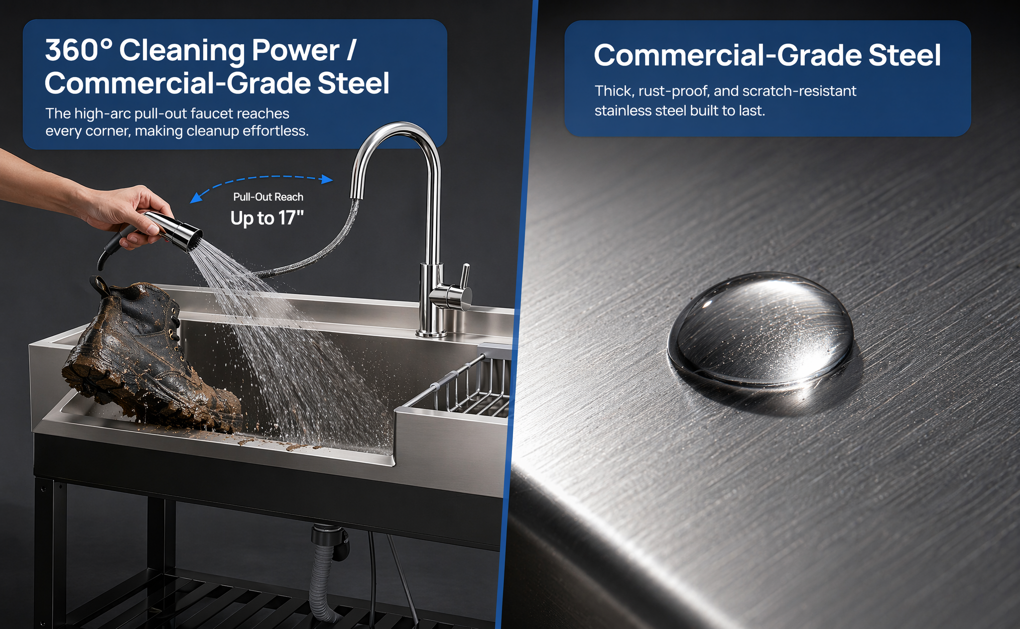 Freestanding Stainless Steel Utility Sink