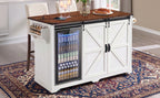 K&K 72" Farmhouse Kitchen Island with Fridge Storage