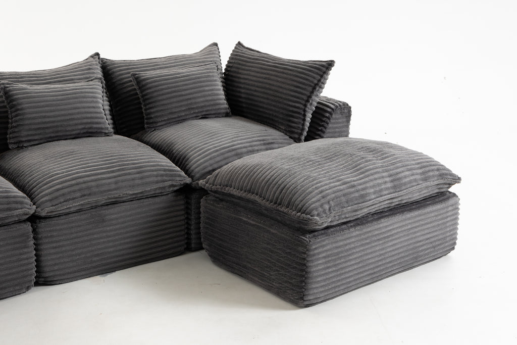 129.8" Width Cloud Couch Oversized Modular Sectional Sofa