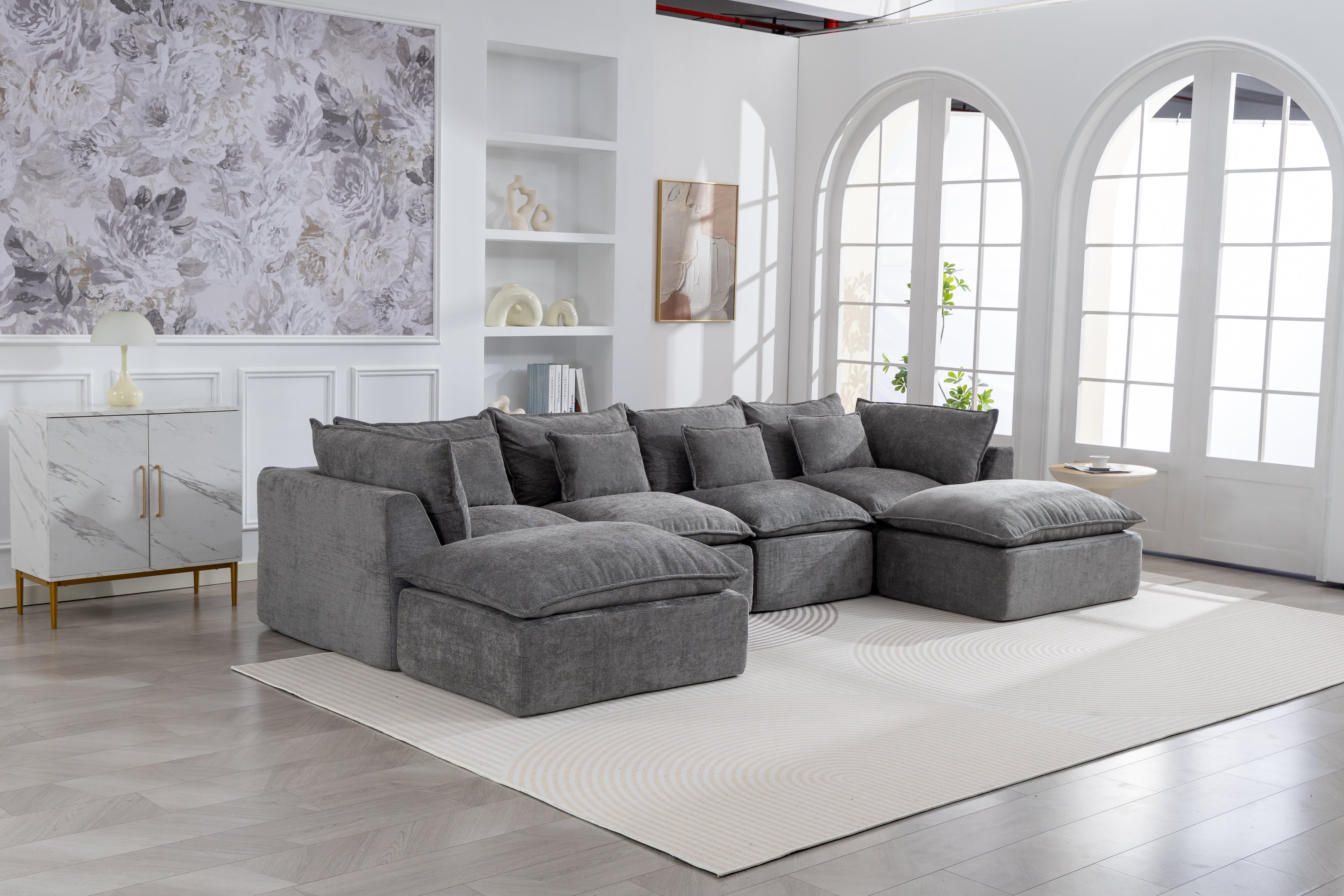 129.8" Cloud Couch Oversized Modular Sectional Sofa