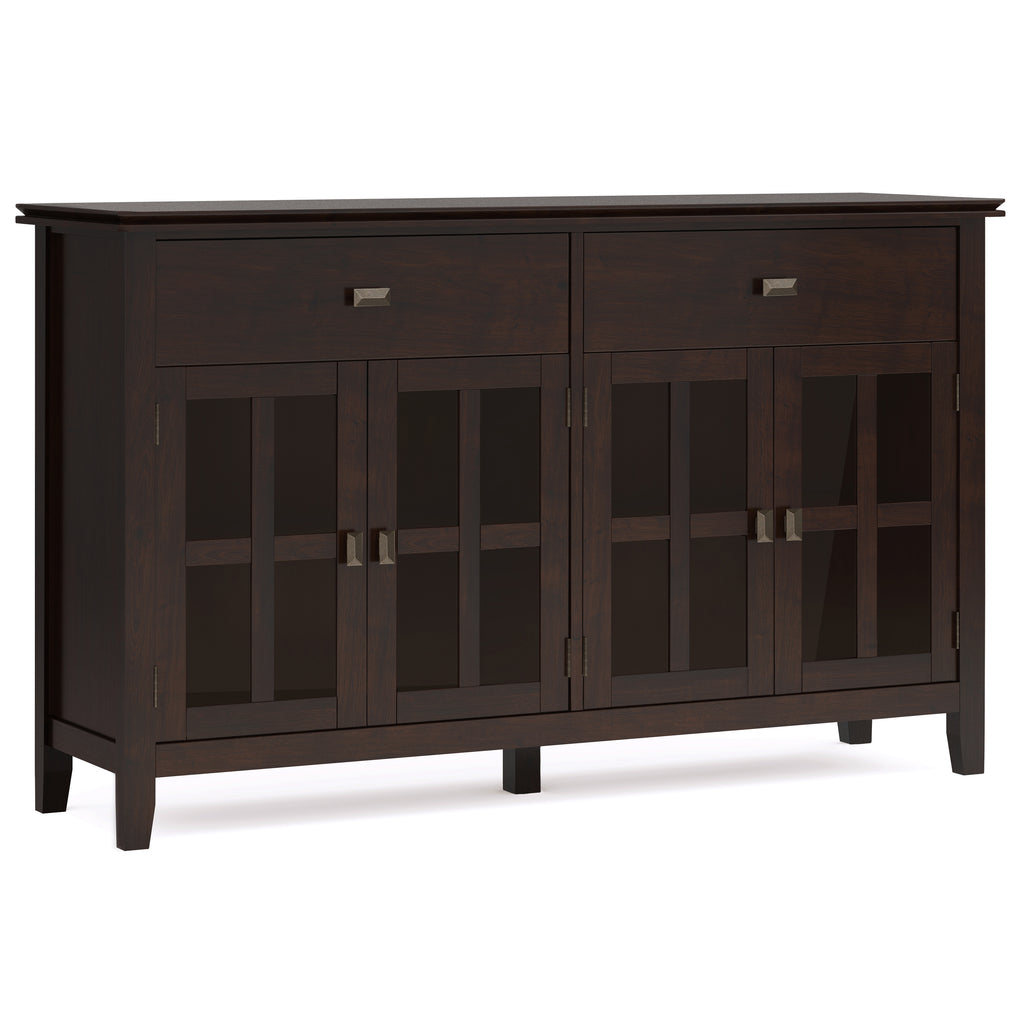 Artisan Solid Wood Large 4 Door Sideboard Buffet in Dark Chestnut