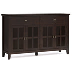 Artisan Solid Wood Large 4 Door Sideboard Buffet in Dark Chestnut