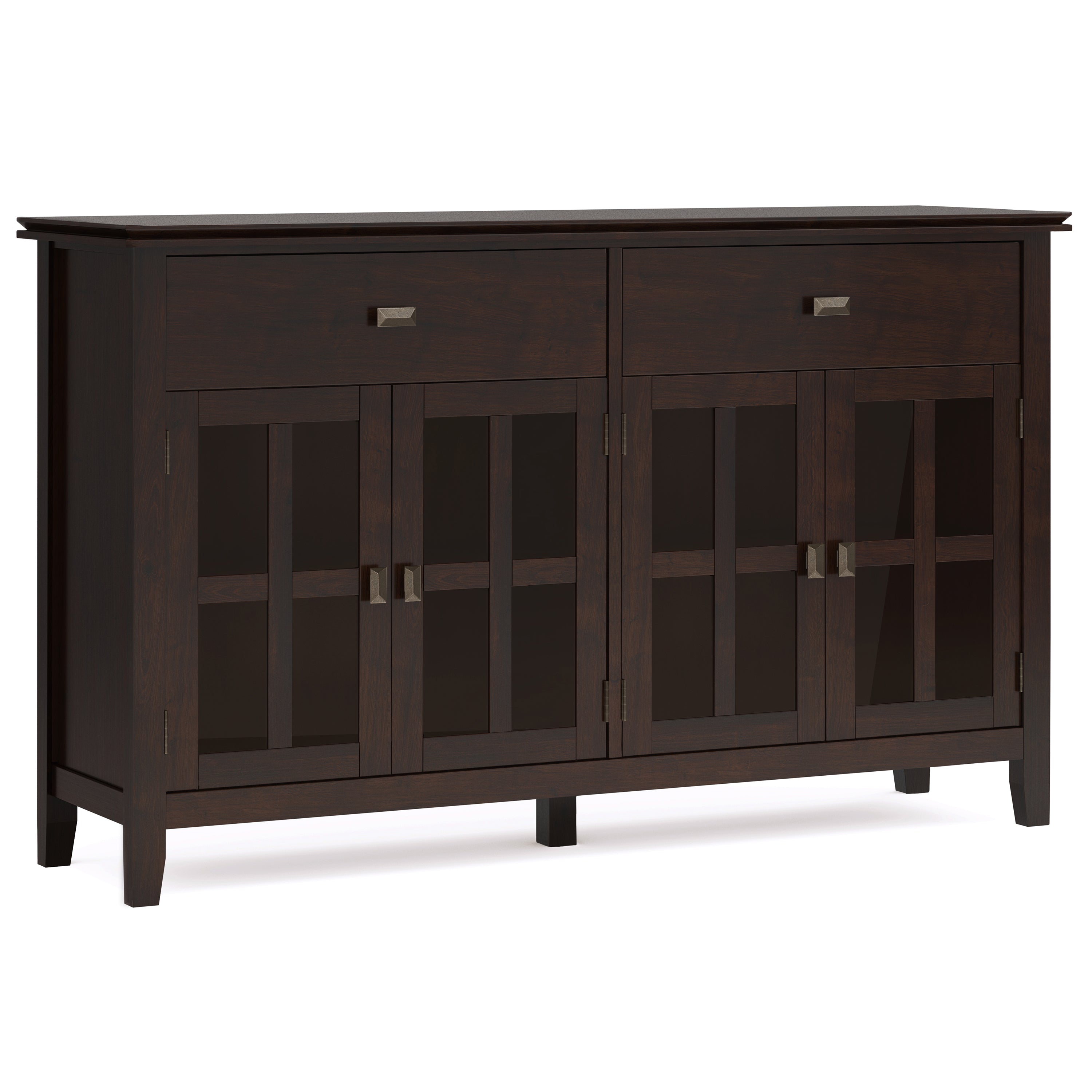 Artisan Solid Wood Large 4 Door Sideboard Buffet in Dark Chestnut