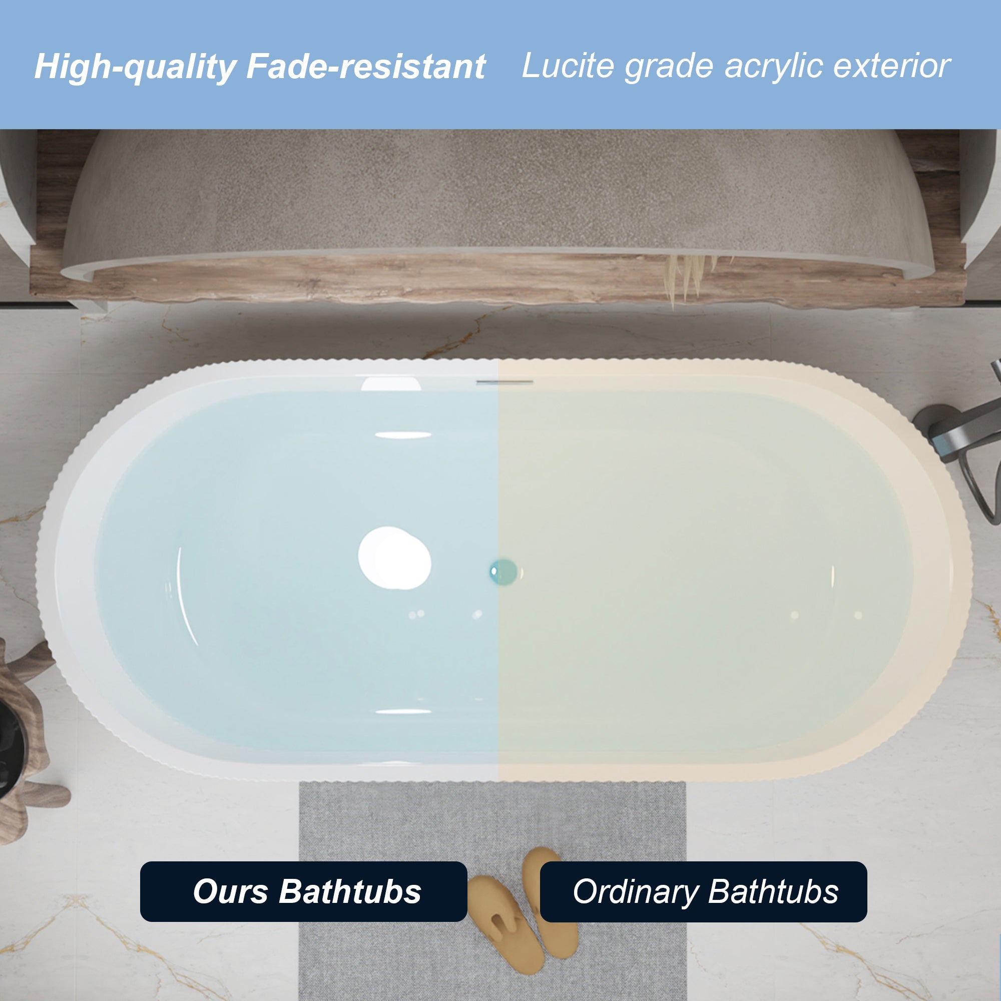 59" Linear Acrylic Freestanding Bathtub