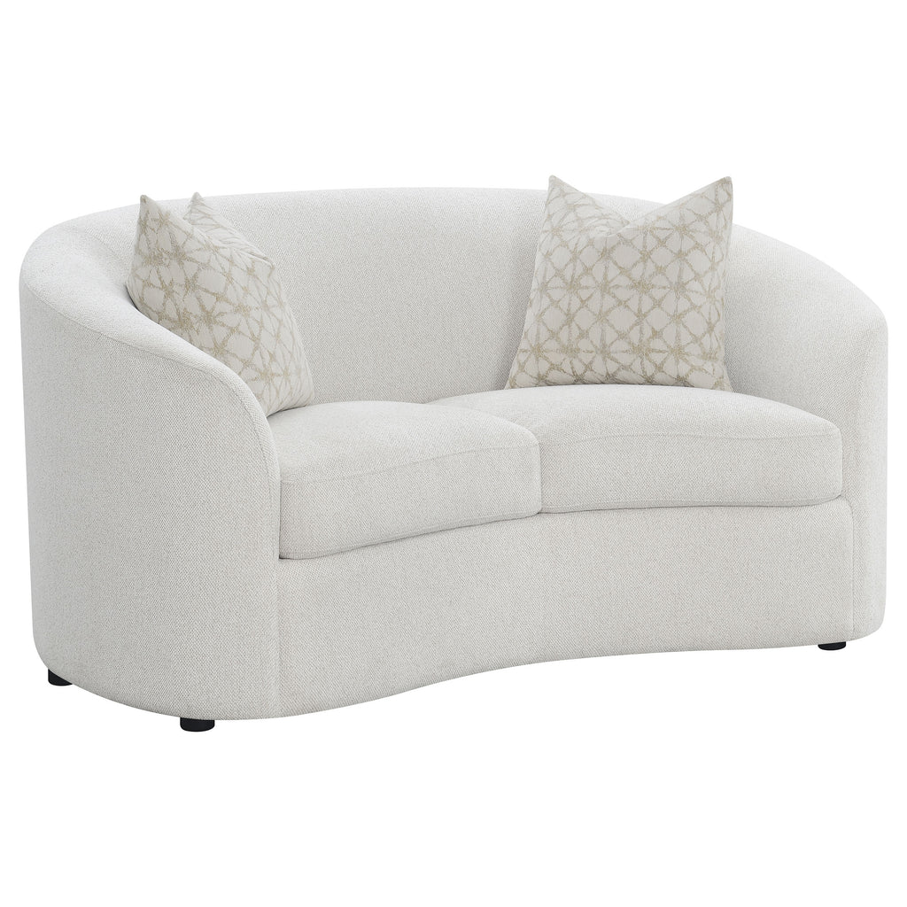 Rory Latte Sloped Arms Loveseat with Pillows
