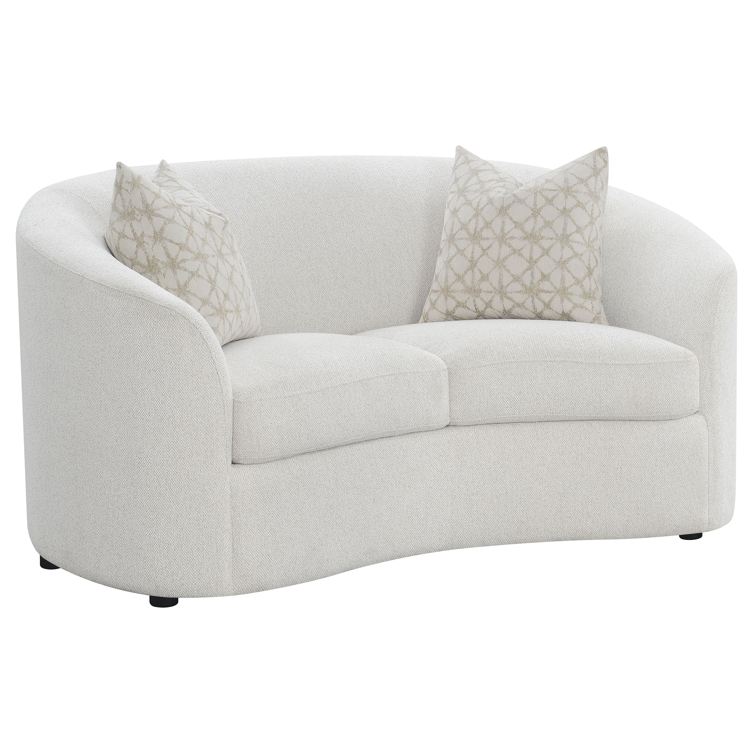 Rory Latte Sloped Arms Loveseat with Pillows
