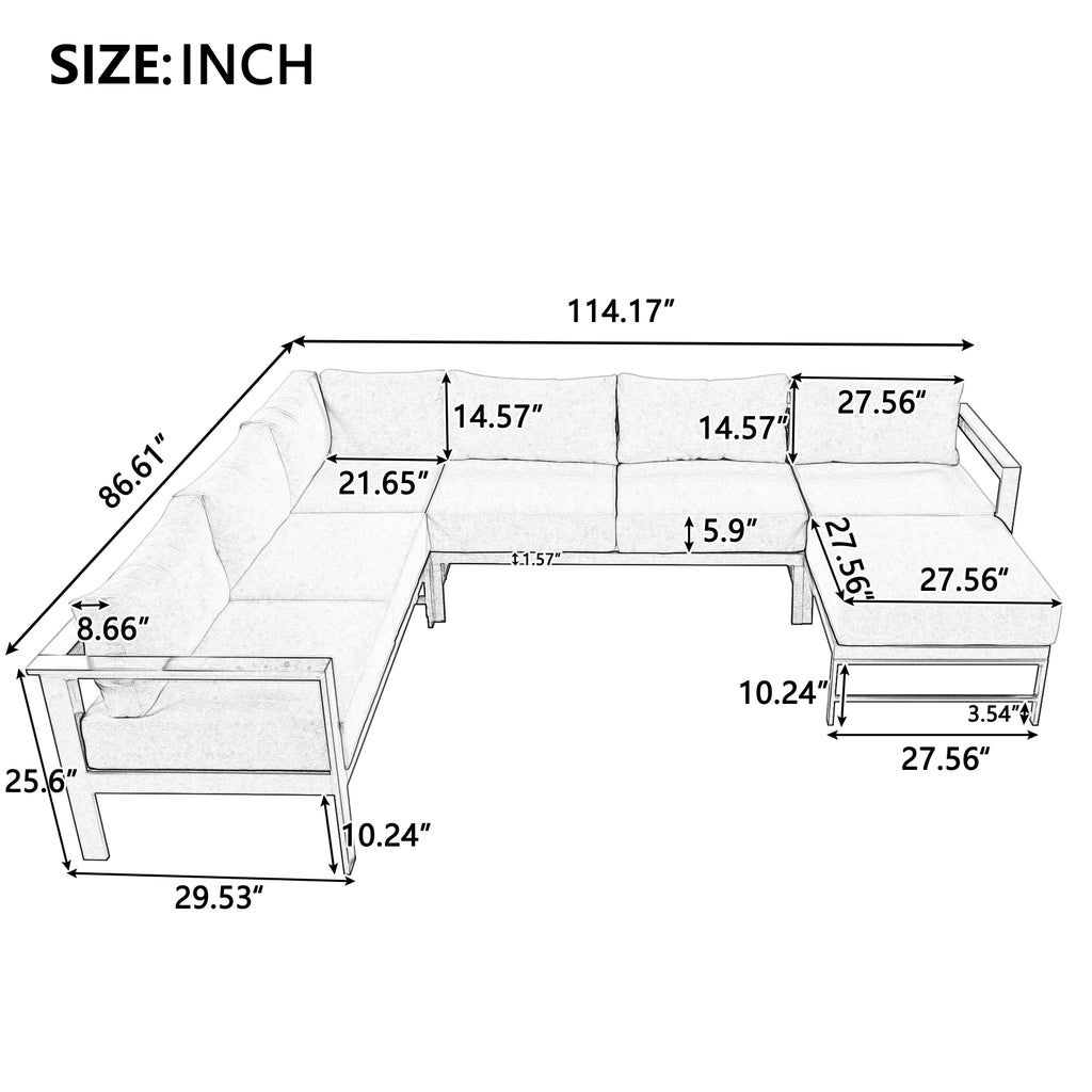 U-Style U-Shaped Outdoor Sectional Sofa Set