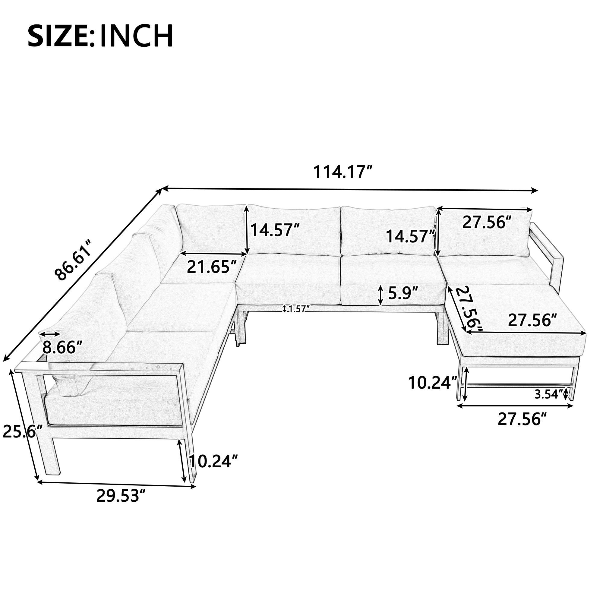 U-Style U-Shaped Outdoor Sectional Sofa Set