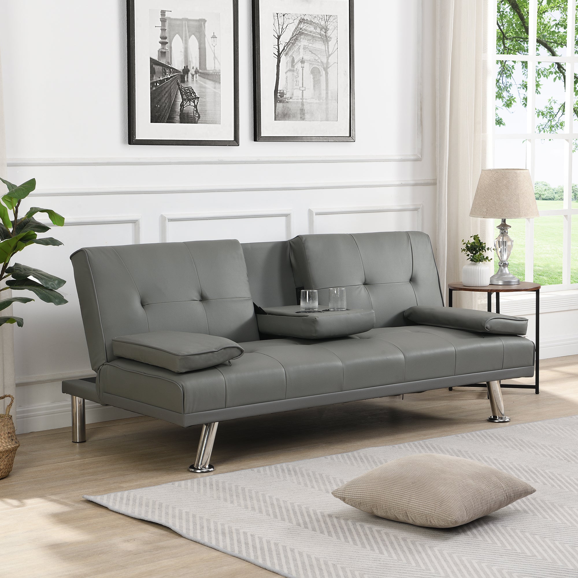 Sofa Bed with Armrest and Holders