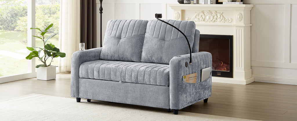53.9" Modern Loveseat Pull-out Sofa Bed
