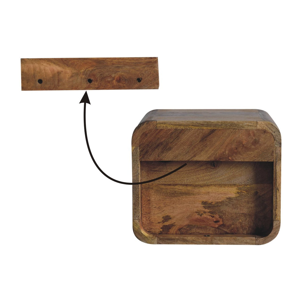 Extra Mini Wall-Mounted Curved Oak-ish Nightstand