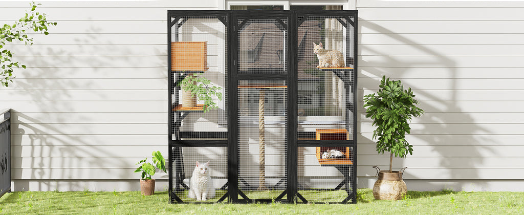 Outdoor Cat House with Double Entry Doors